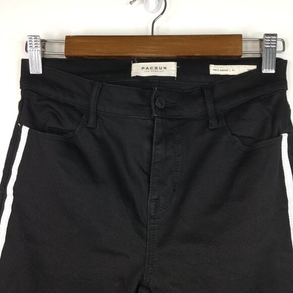 Pacsun Hi-Rise Side Stripe Black Ankle Jegging Jeans Size 27 - Picture 4 of 11